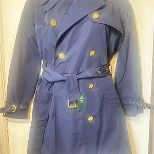 Ralph Lauren Navy Trench Coat with Gold Buttons